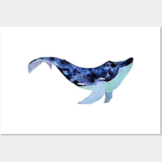 WHALE - SALT WATERCOLOR WHALE IN BLUE – WATERCOLOR WHALE PAINTING Wall Art by VegShop